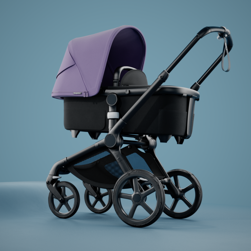 Bugaboo Fox 5 bassinet and seat pram Stormy blue sun canopy, stormy blue  fabrics, graphite chassis