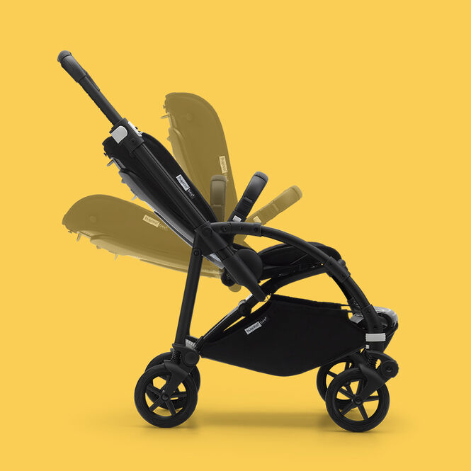 Bugaboo Bee 6 seat stroller Black sun canopy, black fabrics, black chassis