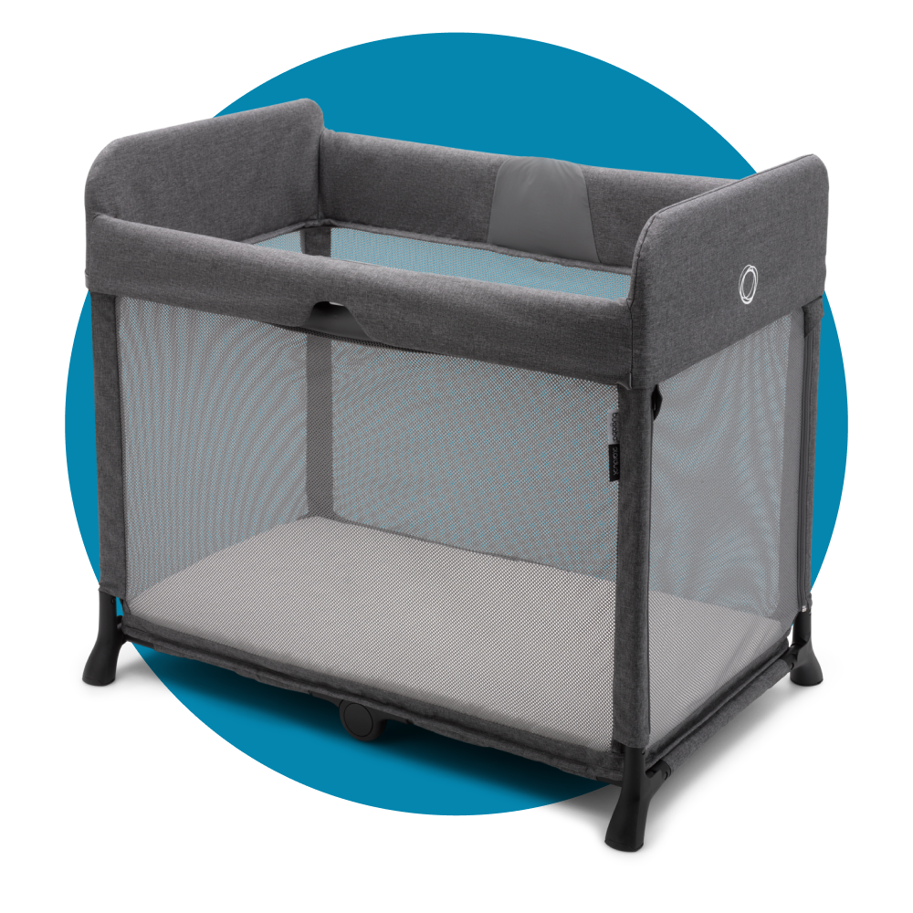 Bugaboo Stardust travel cot in grey.