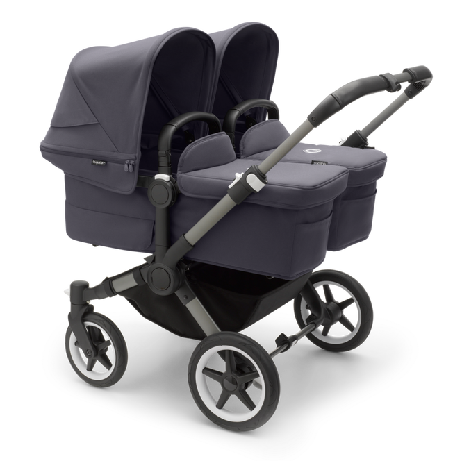 Bugaboo Donkey 5 Twin stroller with two bassinets.