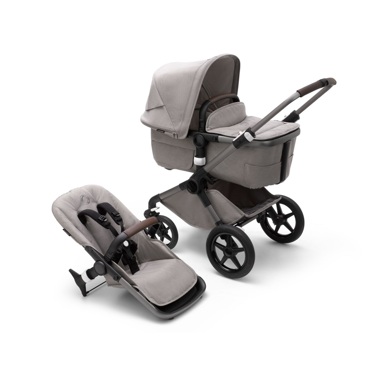 toxiciteit roekeloos Continent Bugaboo Fox 3 Mineral Collection bassinet and seat stroller Mineral light  grey mélange zonnekap, mineral light grey mélange bekleding, graphite  onderstel | Bugaboo