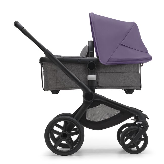 Bugaboo Fox 5 bassinet and seat stroller black base, grey melange fabrics, astro purple sun canopy - Main Image Slide 2 of 14