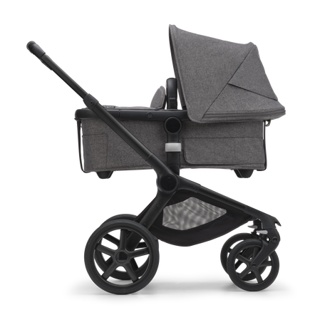 Bugaboo Fox 5 bassinet and seat stroller black base, grey melange fabrics, grey melange sun canopy - view 2
