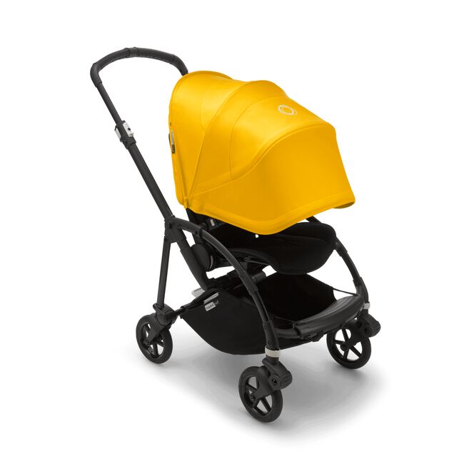 Bugaboo Bee 6 bassinet and seat stroller lemon yellow sun canopy, black fabrics, black base - Main Image Slide 6 van 7