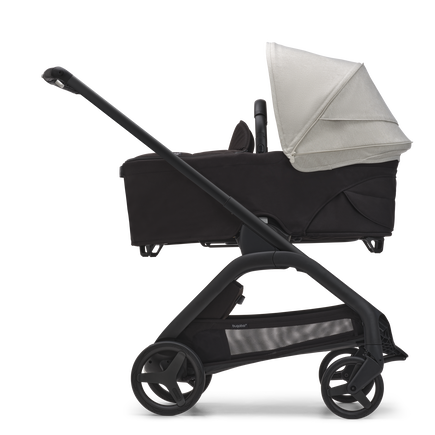 Bugaboo Dragonfly bassinet and seat stroller black base, midnight black fabrics, misty white sun canopy - view 2