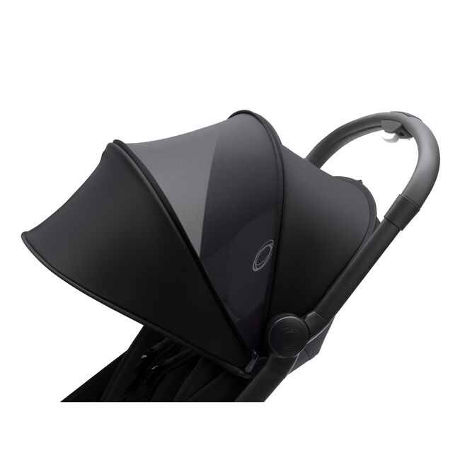 Bugaboo Butterfly seat stroller black base, midnight black fabrics, midnight black sun canopy - Main Image Slide 12 of 15