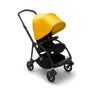 Bugaboo Bee 6 seat stroller lemon yellow sun canopy, black fabrics, black base - Thumbnail Slide 1 van 6