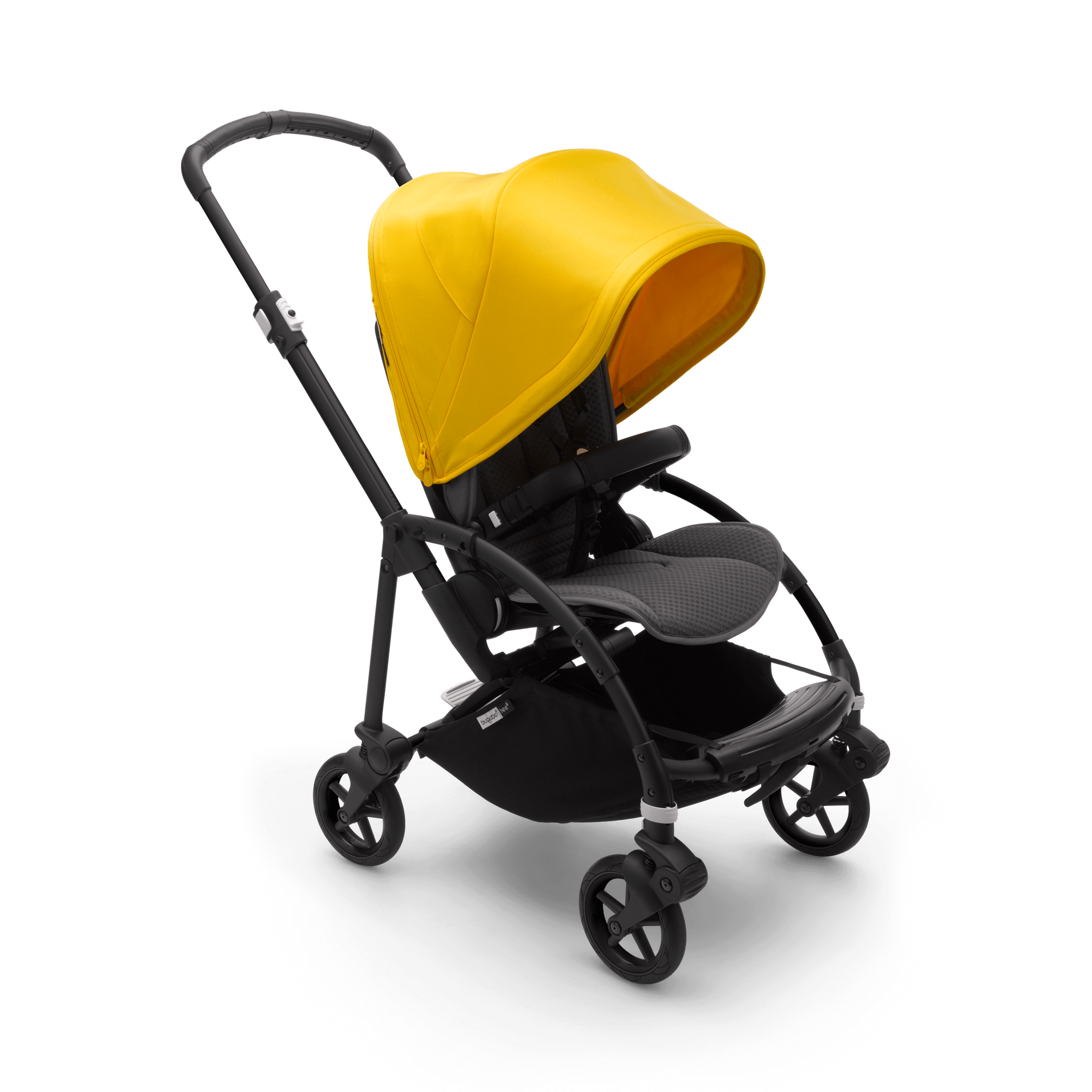 Bugaboo  Bugaboo Bee 6 seat stroller lemon yellow sun canopy grey mélange fabrics black base