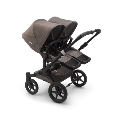 Bugaboo Donkey 3 Twin seat and carrycot pushchair mineral taupe melange sun canopy, mineral taupe melange fabrics, black base - view 2