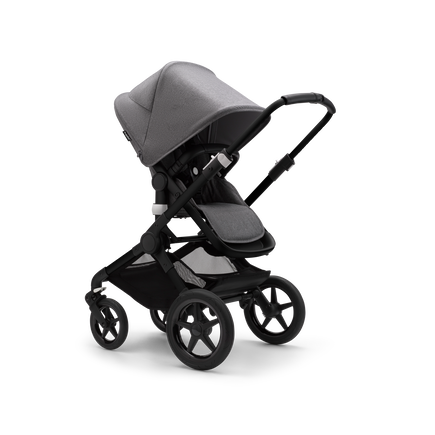 Bugaboo Fox 3 bassinet and seat stroller black base, grey melange fabrics, grey melange sun canopy - view 1