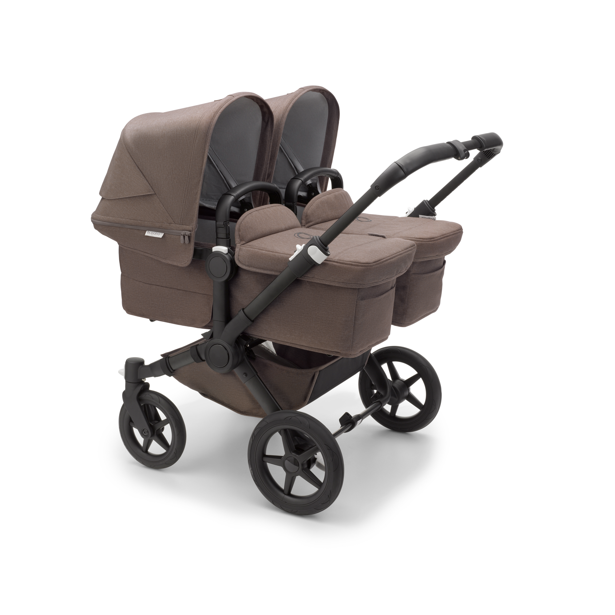 Bugaboo  Bugaboo Donkey 5 Twin bassinet and seat stroller black base mineral taupe fabrics mineral taupe sun canopy