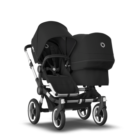 Bugaboo Donkey 3 Duo seat and bassinet stroller black sun canopy, black fabrics, aluminium base - view 1