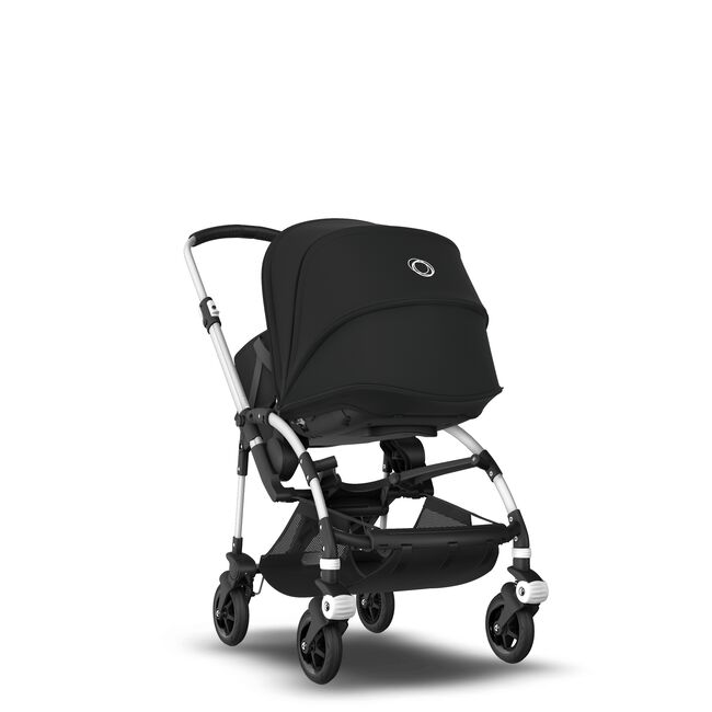 Bugaboo Bee 6 seat and bassinet stroller Black sun canopy, black fabrics,  aluminum chassis