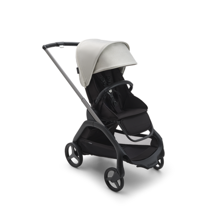 Bugaboo Dragonfly bassinet and seat stroller graphite base, midnight black fabrics, misty white sun canopy - view 2