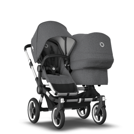 Bugaboo Donkey 3 Duo seat and bassinet stroller grey melange sun canopy, grey melange fabrics, aluminium base - view 1