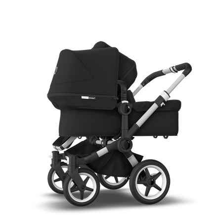 Bugaboo Donkey 3 Duo seat and bassinet stroller black sun canopy, black fabrics, aluminium base - view 2