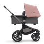 Bugaboo Fox 5 bassinet and seat stroller graphite base, grey melange fabrics, morning pink sun canopy - Thumbnail Slide 2 of 14