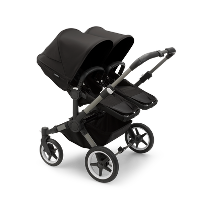 Bugaboo Fox 5 carrycot and seat pushchair Midnight black sun canopy,  midnight black fabrics, black chassis