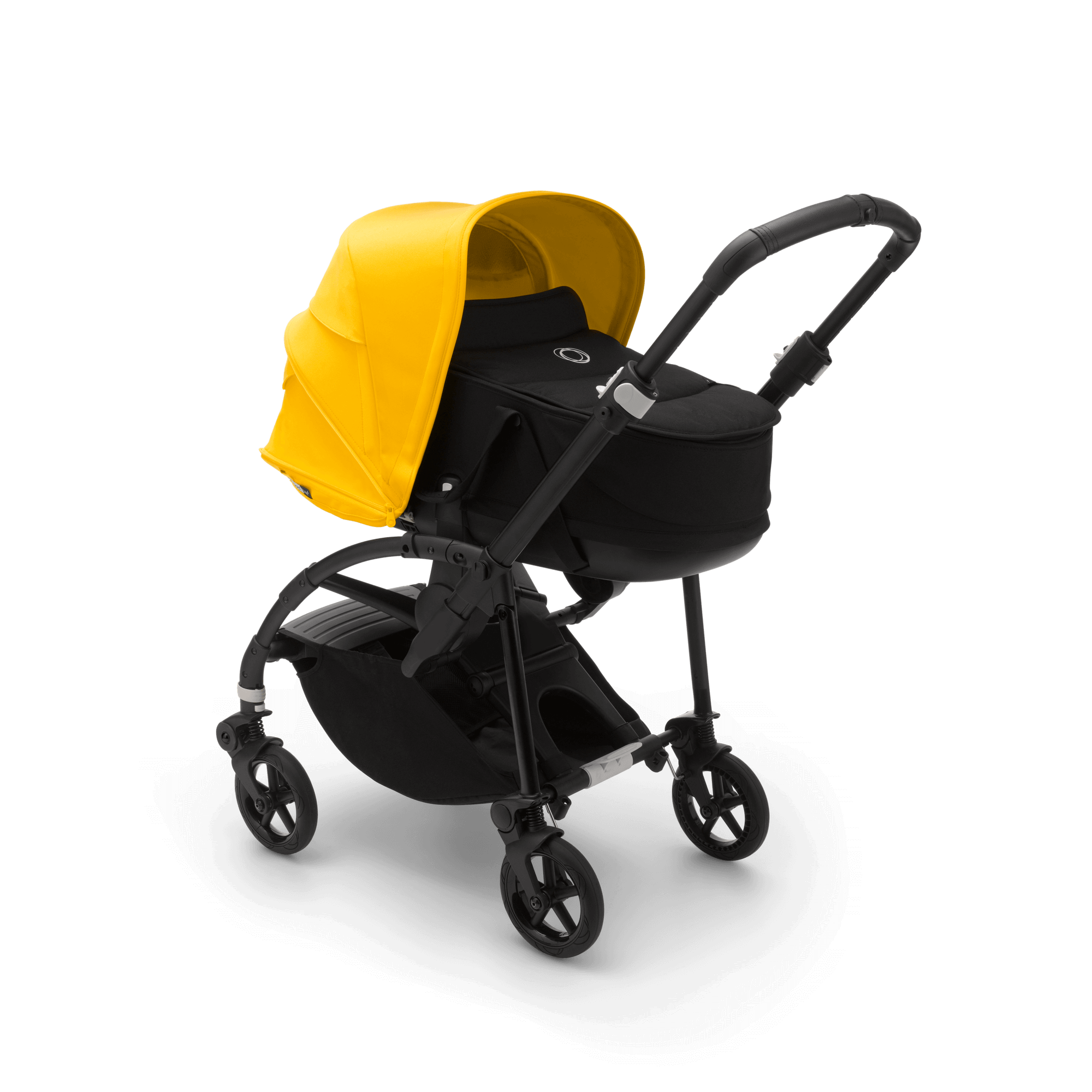 Bugaboo  Bugaboo Bee 6 bassinet and seat stroller lemon yellow sun canopy black fabrics black base