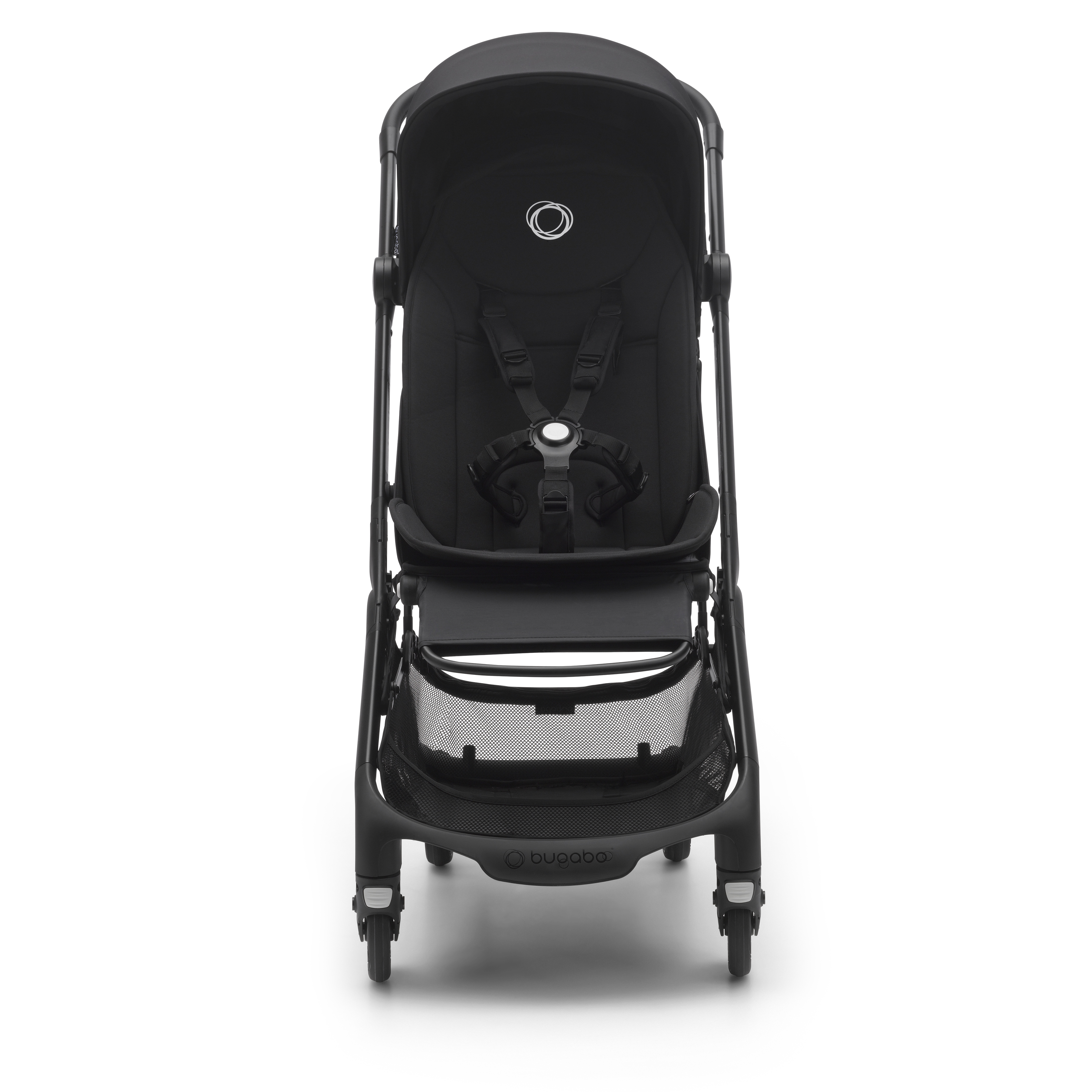 Bugaboo Butterfly seat stroller black base, midnight black fabrics,  midnight black sun canopy