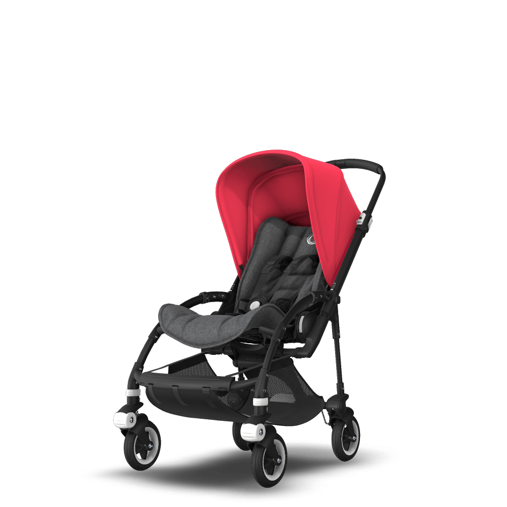 Bugaboo Bee 5 seat stroller Neon red sun canopy, gray mélange 
