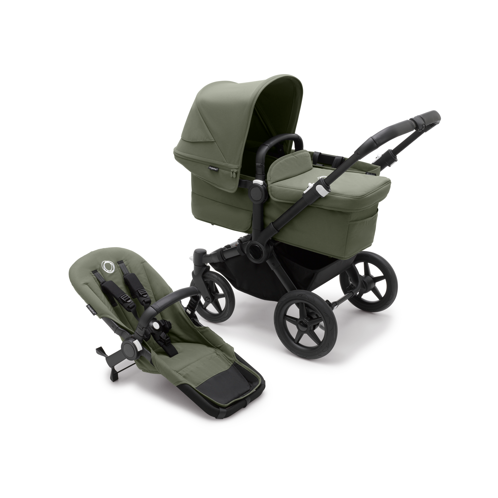 lepel compenseren test Bugaboo Donkey 5 Mono kinderwagen met wieg en stoel Forest green zonnekap,  forest green bekleding, black onderstel | Bugaboo